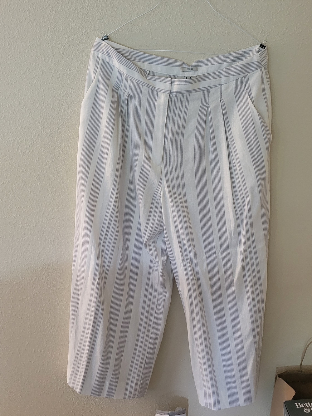 Worthington White with Light Gray Pinstripe Pleated Chinos